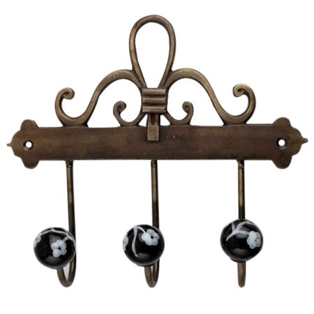 Black Floral Ceramic Iron Hooks
